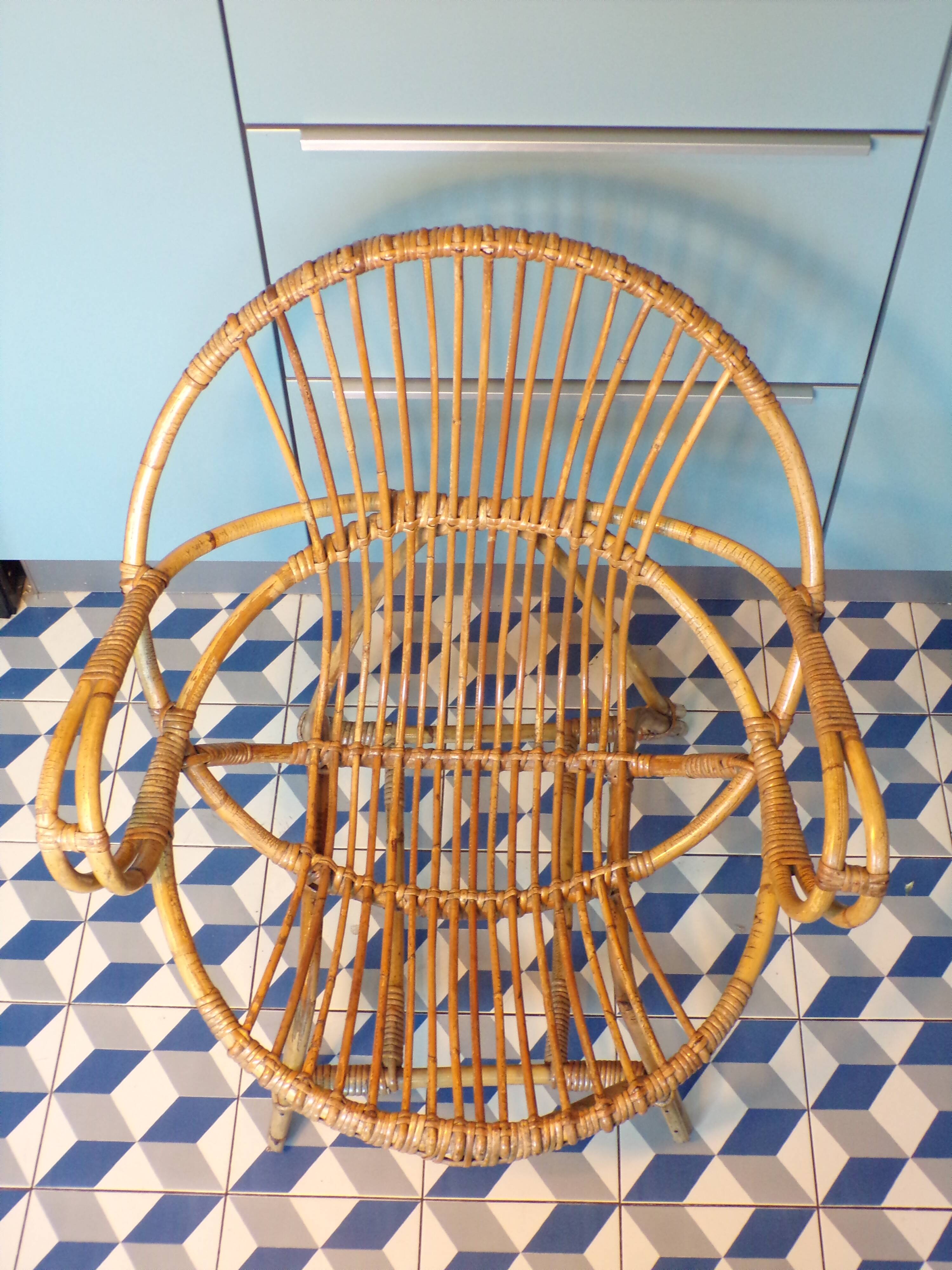 Vintage wicker basket armchair