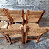 6 chaises en noyer et paillées