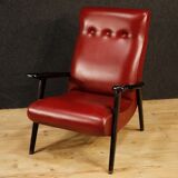 Italian design armchair in red faux leather from the 70s