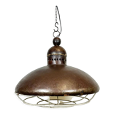 Large Brown Industrial Lamp with Iron Grid, 1960s