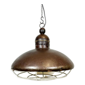 Lampe industrielle brune avec grille de fer années 1960
