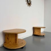 Table d’appoint bout de canapé X2 pin massif design années 70