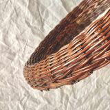 Vintage round woven rattan wall mirror