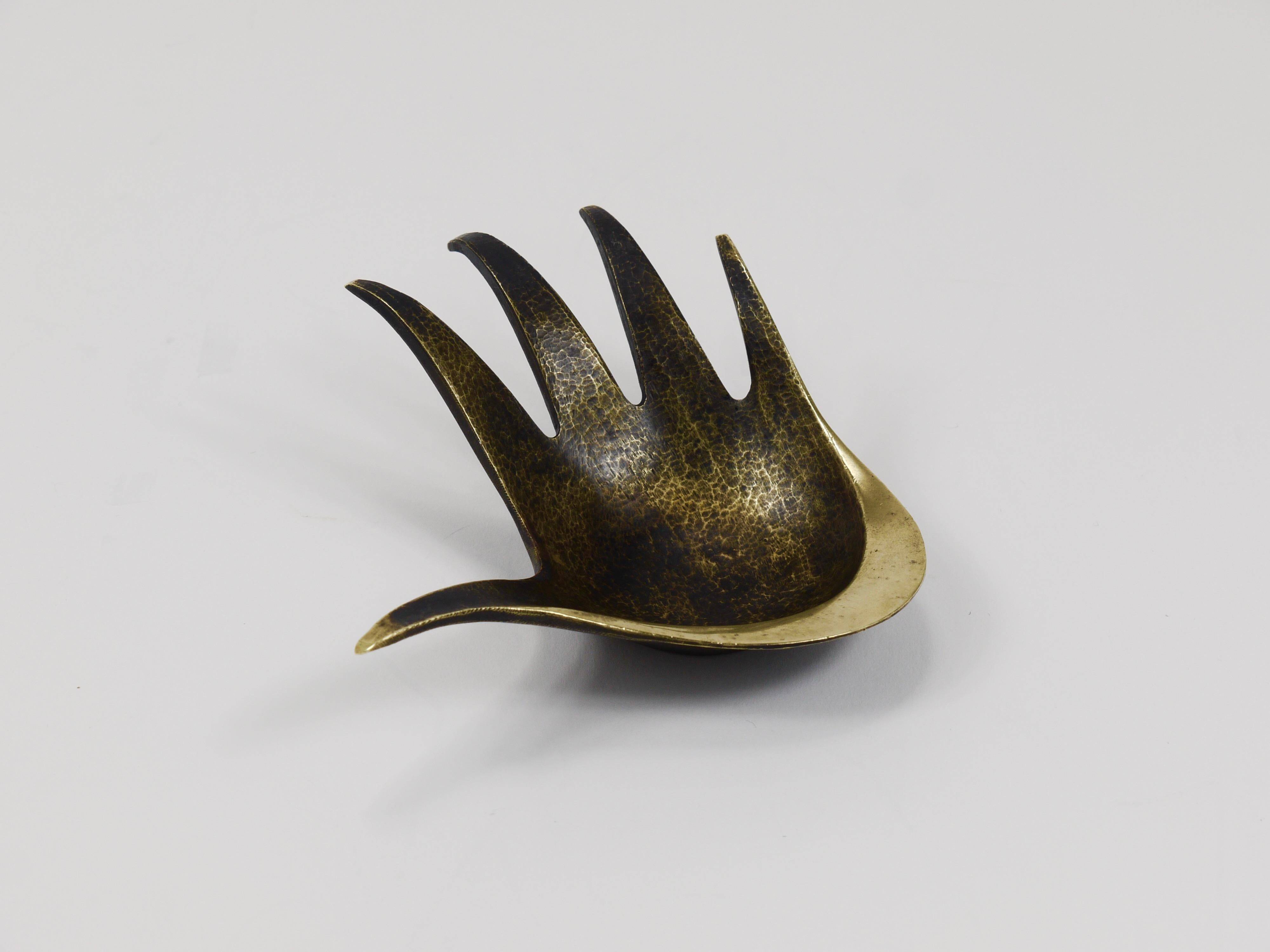 Bowl or sculptural ashtray in brass by Walter Bosse, Herta Baller, Austria, 1950s.