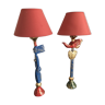 Pair of polychrome bronze lamps by Pierre Casenove for Fondica, 1990
