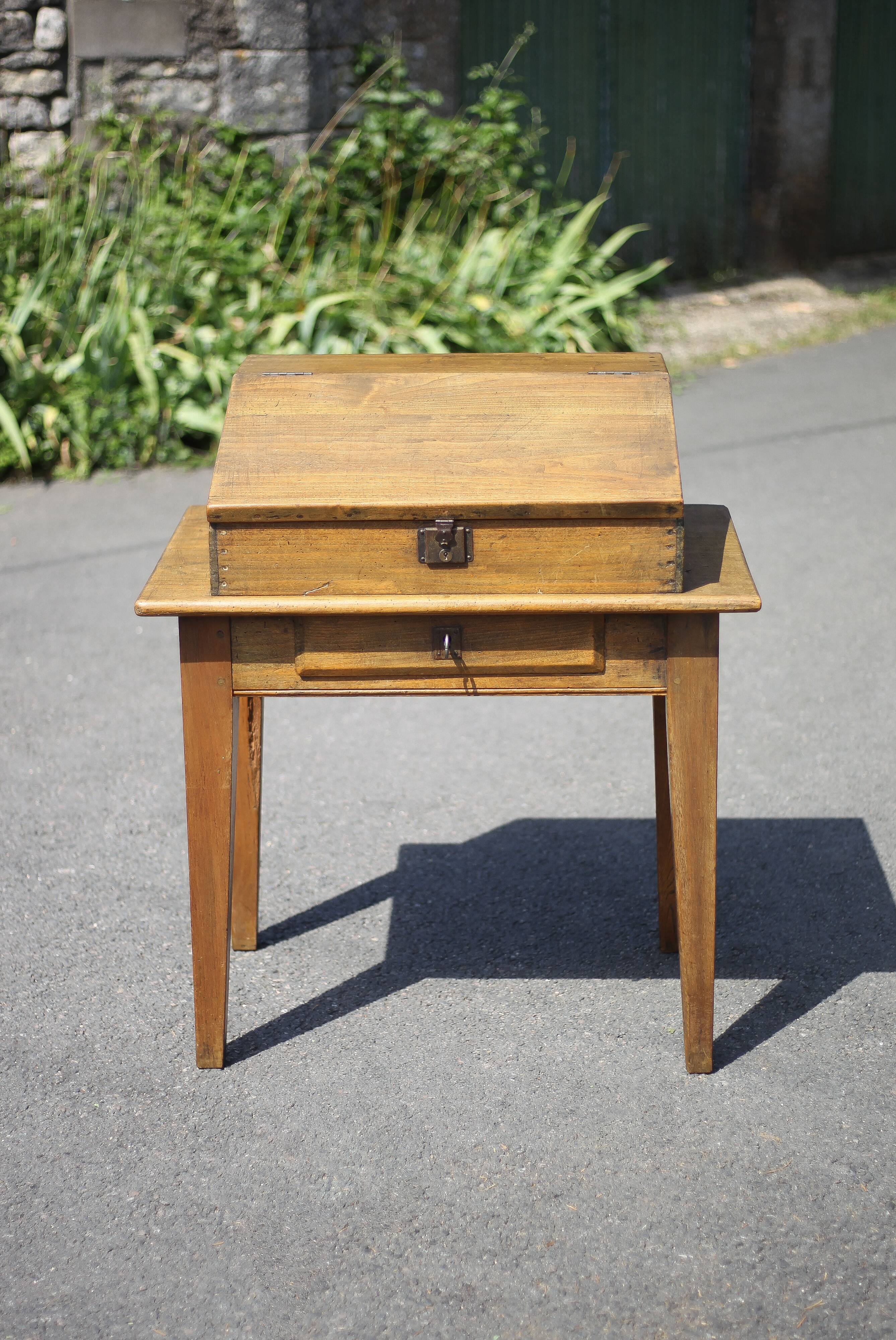 Vintage wooden writing desk, vintage wooden desk, desk secretary, wooden furniture, decoration