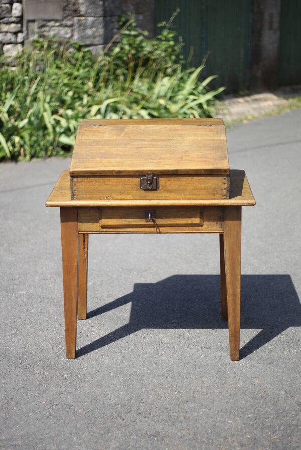 Bureau écritoire bois vintage, bureau bois vintage, secrétaire pupitre, meuble bois, décoration