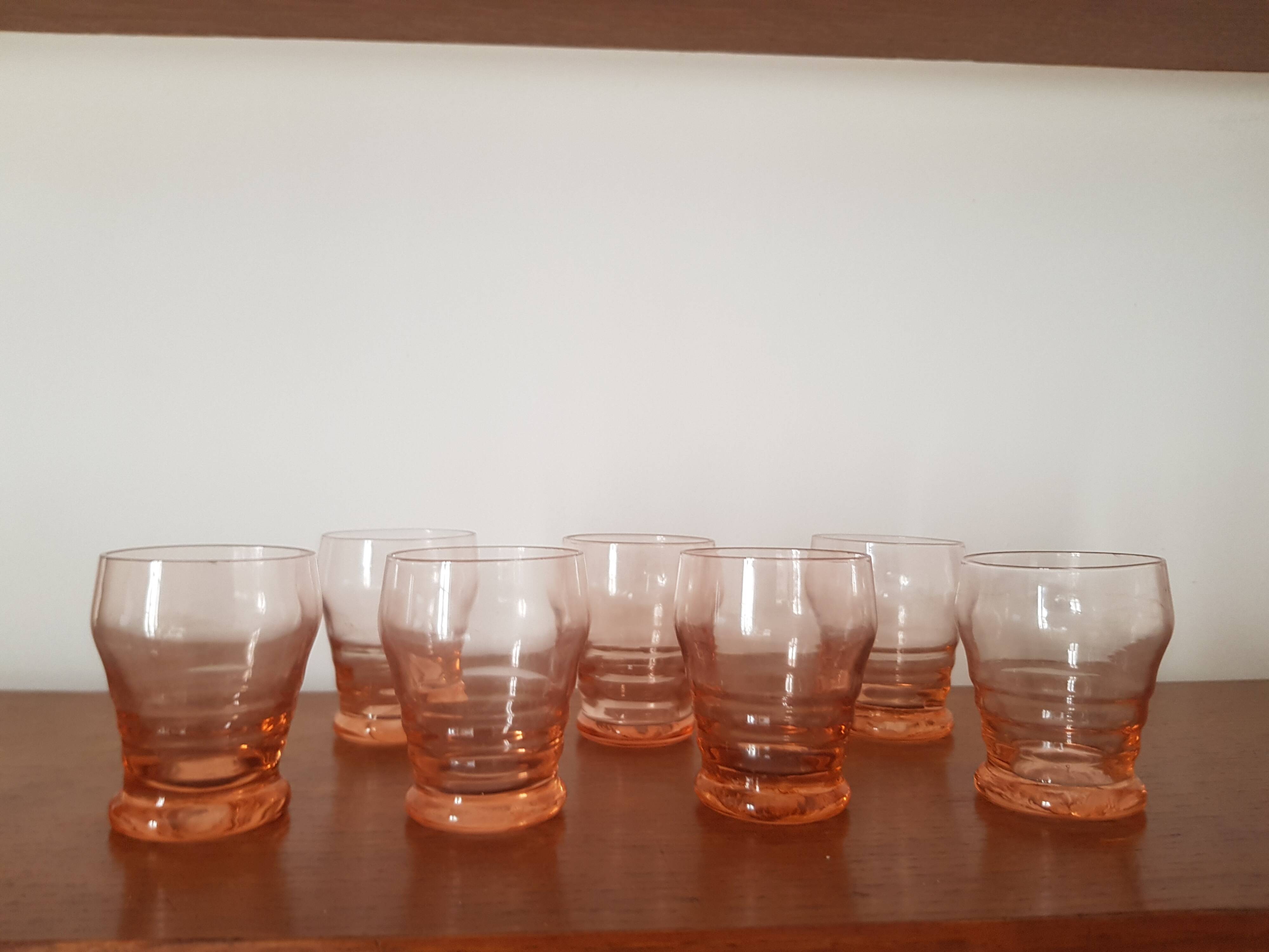 Set of small pink glasses