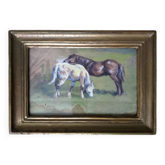Painting, study of horses. Victor L'Homme
