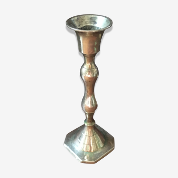 Antique brass candlestick octagonal base
