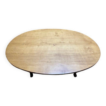 Table de salle à manger ovale de style Louis XV en chêne massif
