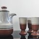 Vintage ceramic set – Jug & 4 footed glasses 70s - Korea