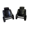 Set of two armchairs Black leather Kroken - Roche bobois