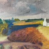 Tableau paysage Bretagne vintage années 70