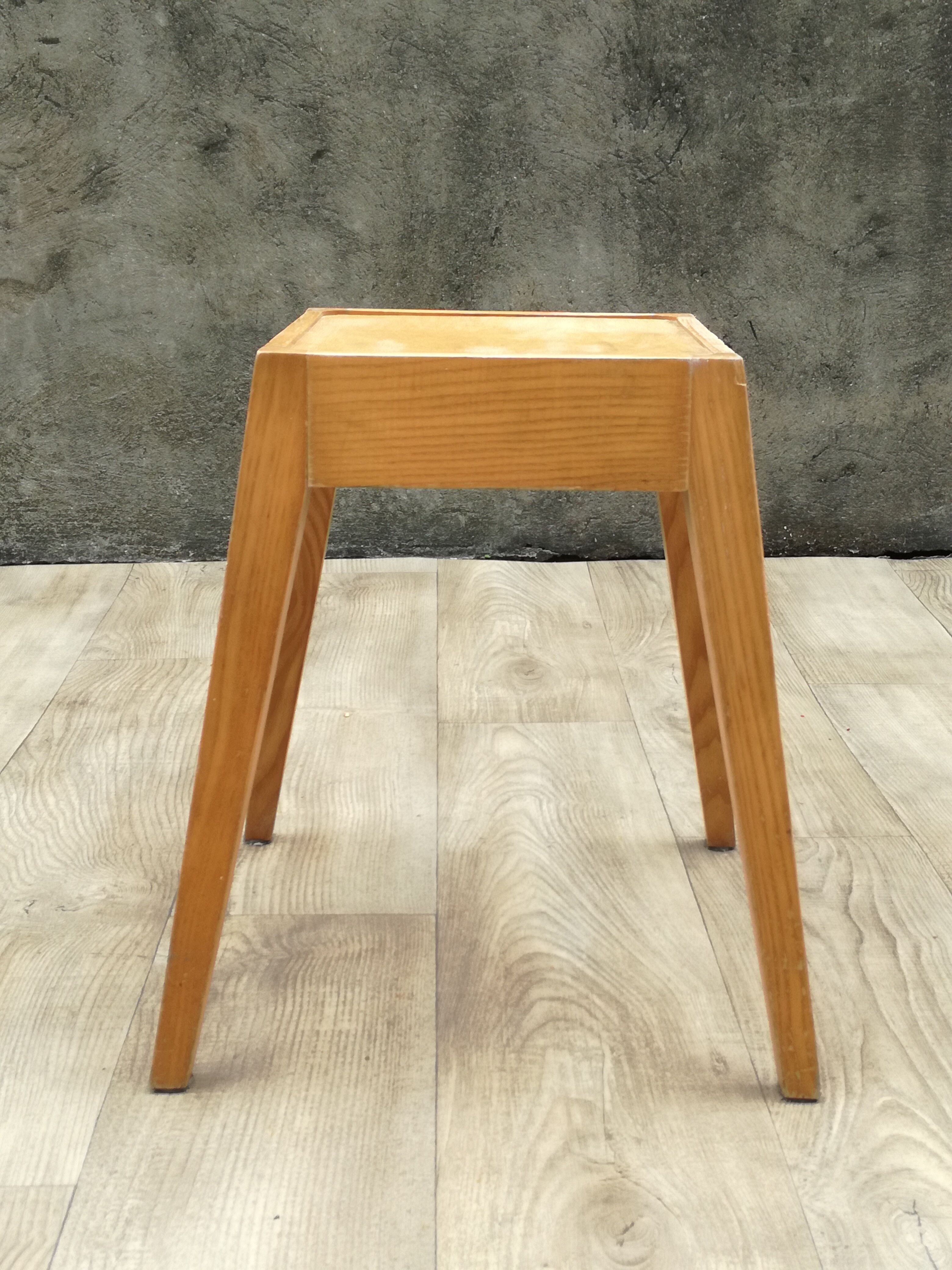 Vintage beech stool compass feet