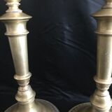 Pair of candlesticks, art nouveau, golden bronze