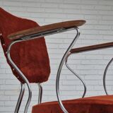 Fauteuil danois des années 1960, état d'origine, accoudoirs en bois de teck, acier chromé.