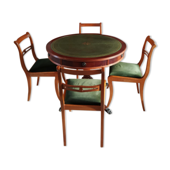 English style ensemble round table and its 4 chairs