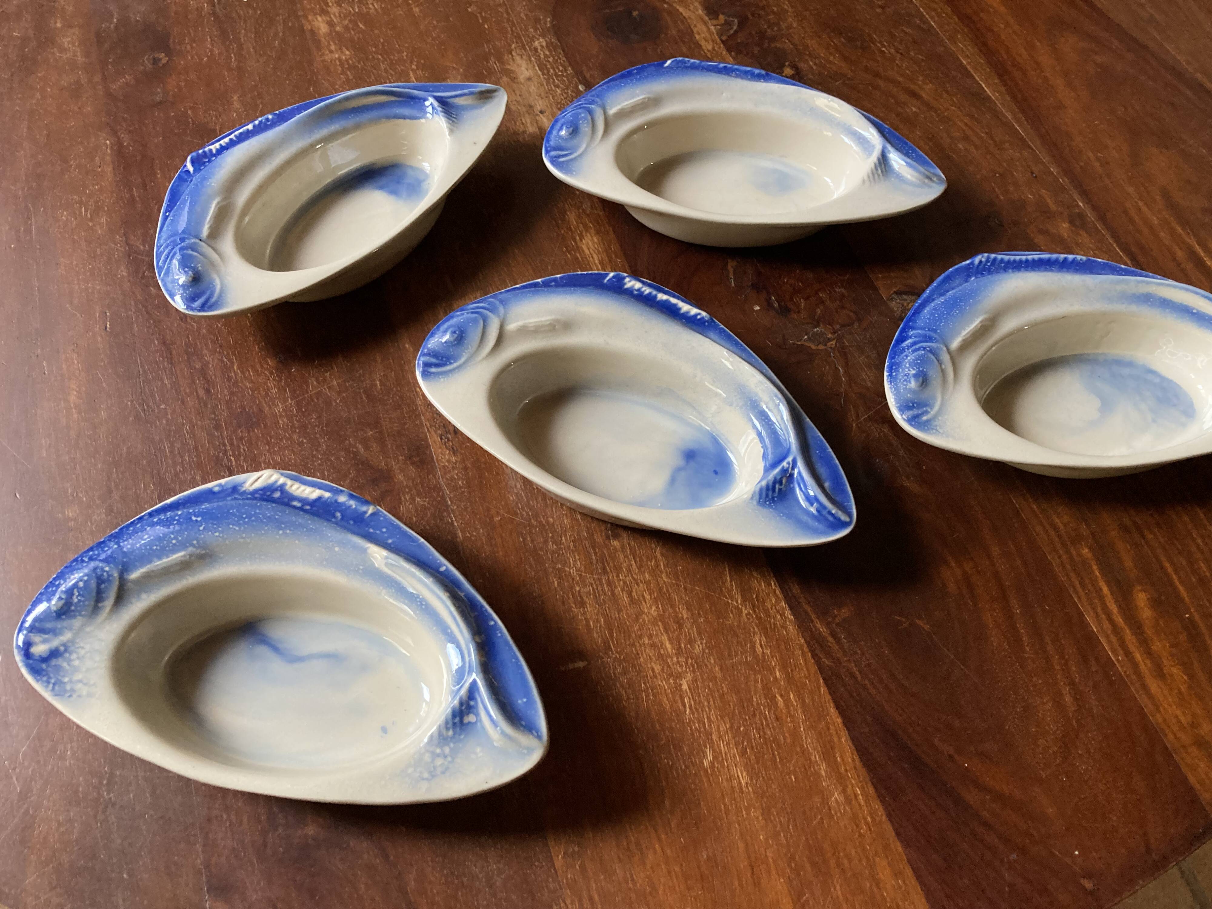 Ceramic fish ramekins signed Charles Amand