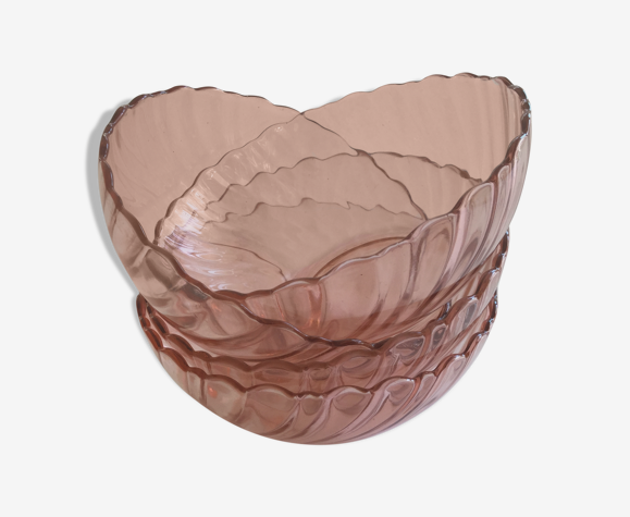 Lot de 4 coupelles verre rose