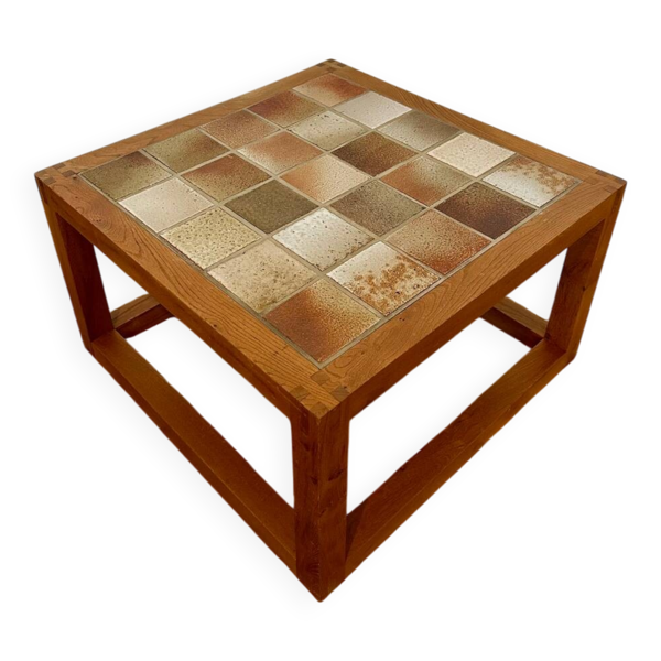 Table basse en orme et céramique, 1970