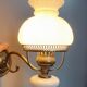 White opaline wall lamp metal, vintage 1960
