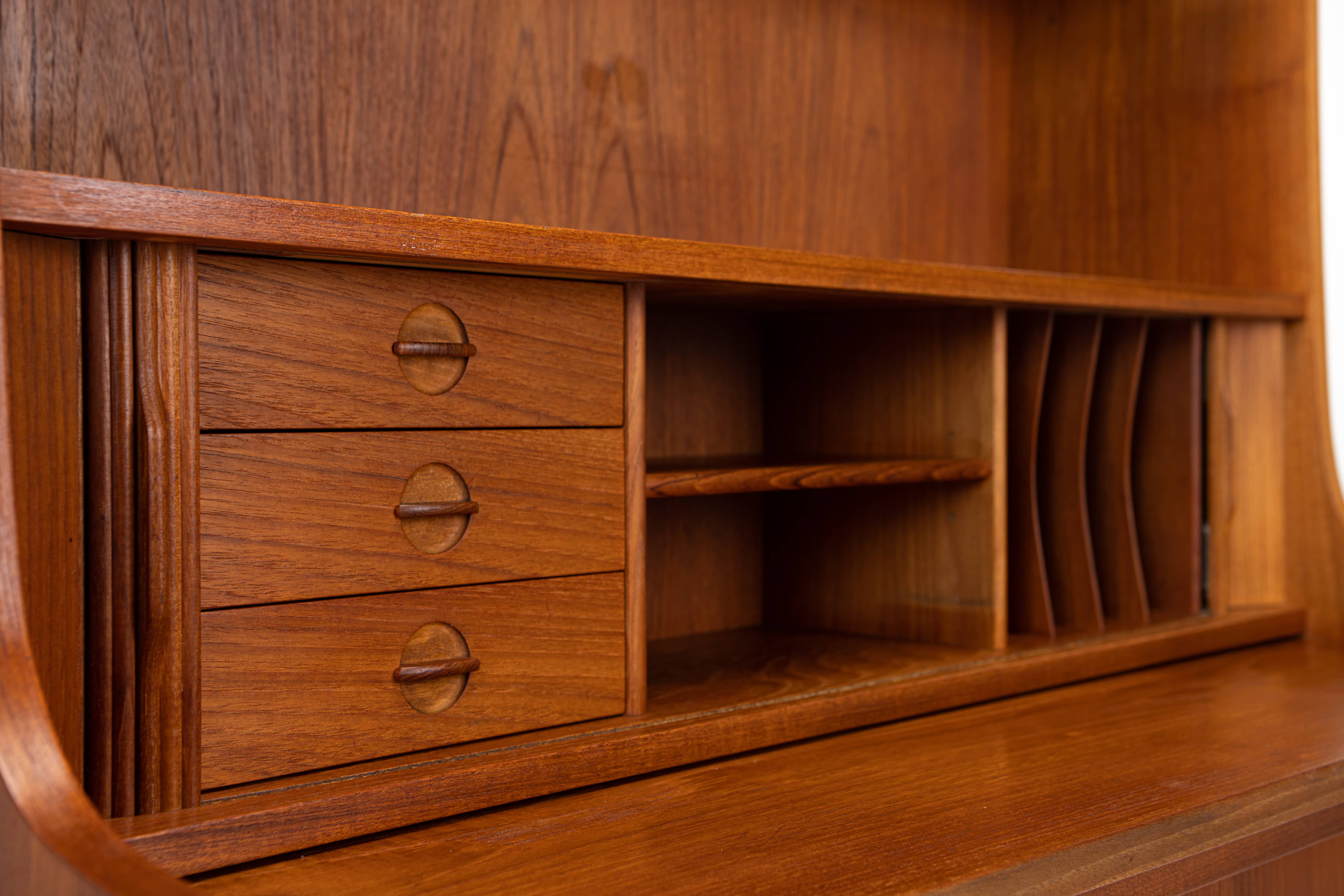 Bookcase secretary by Johannes Sorth for Nexø Møbelfabrik Bornholm, Denmark 1960s