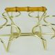 Set of 6 midcentury shot glasses in a brass holder with bamboo handle 1950s