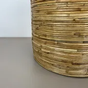xl 31 cm, rare rattan and brass waste basket in the Crespi-Albini style, Italy 1970