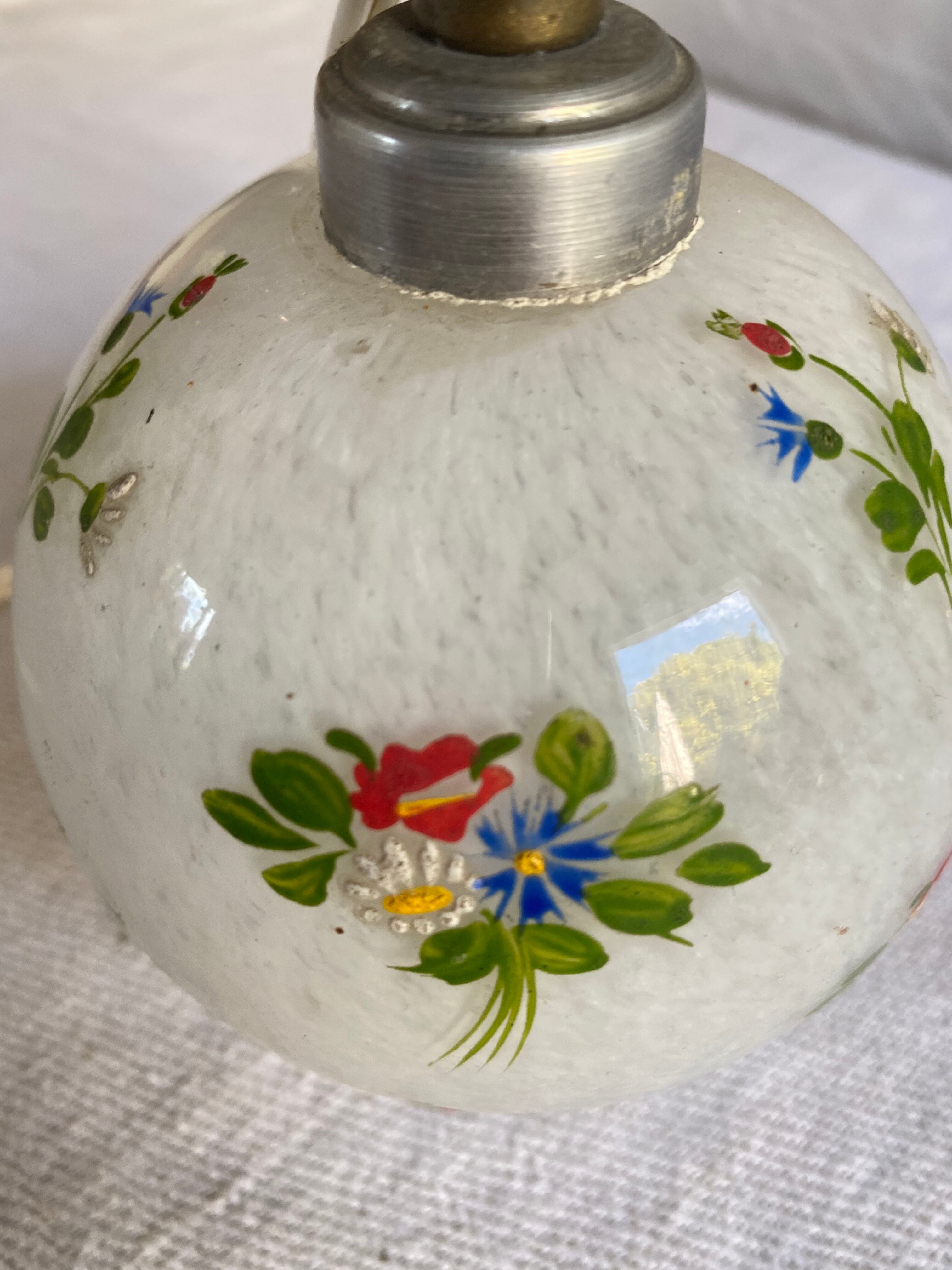 Pied de Lampe de chevet en verre peint à la main