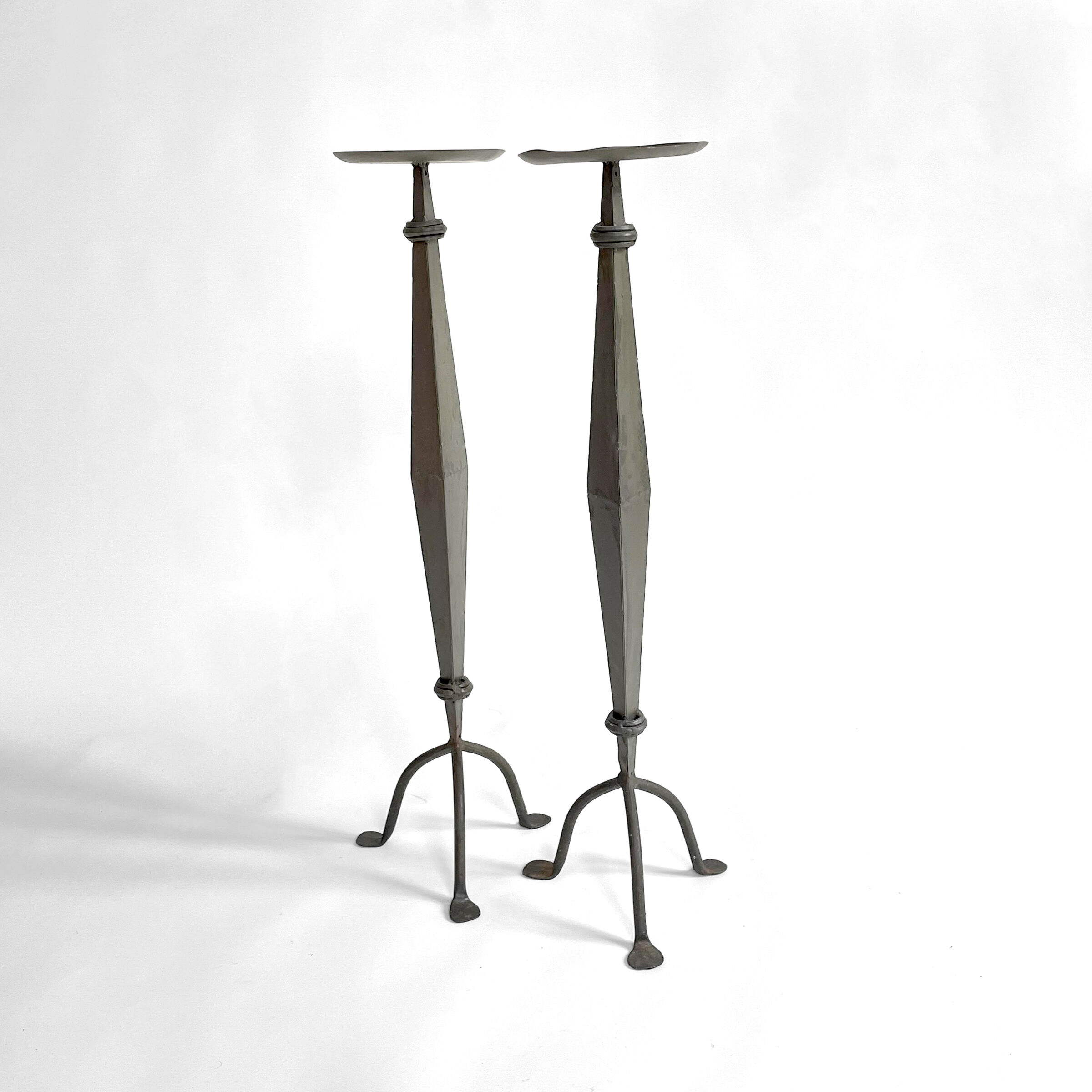 Pair of large vintage metal chandeliers