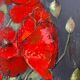 Table "Bouquet of Poppies" HST Flowers signed Monier