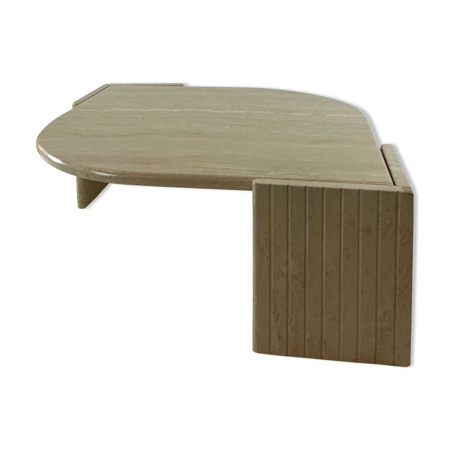Coffee table Roche Bobois "eye" in travertine, 1970