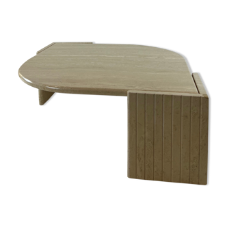 Coffee table Roche Bobois "eye" in travertine, 1970