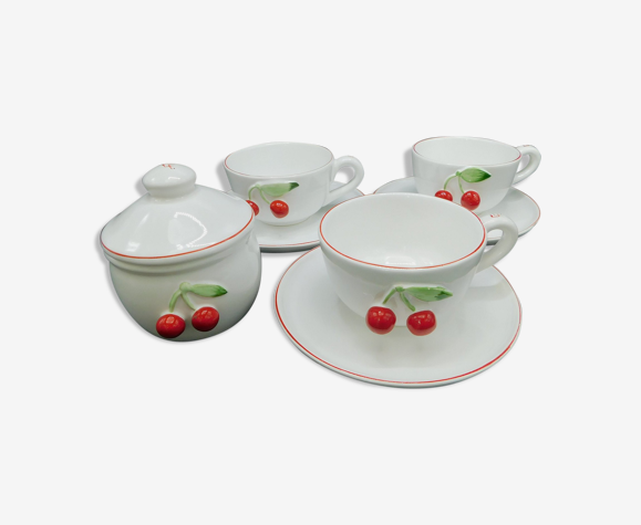 Set de 3 tasses, assiettes à gâteaux et bonbonnière