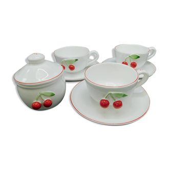 Set de 3 tasses, assiettes à gâteaux et bonbonnière