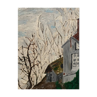 Landscape painting representing houses Coupet 1971