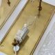 Pair of glass and brass wall lights by Carl Fagerlund for Orrefors.