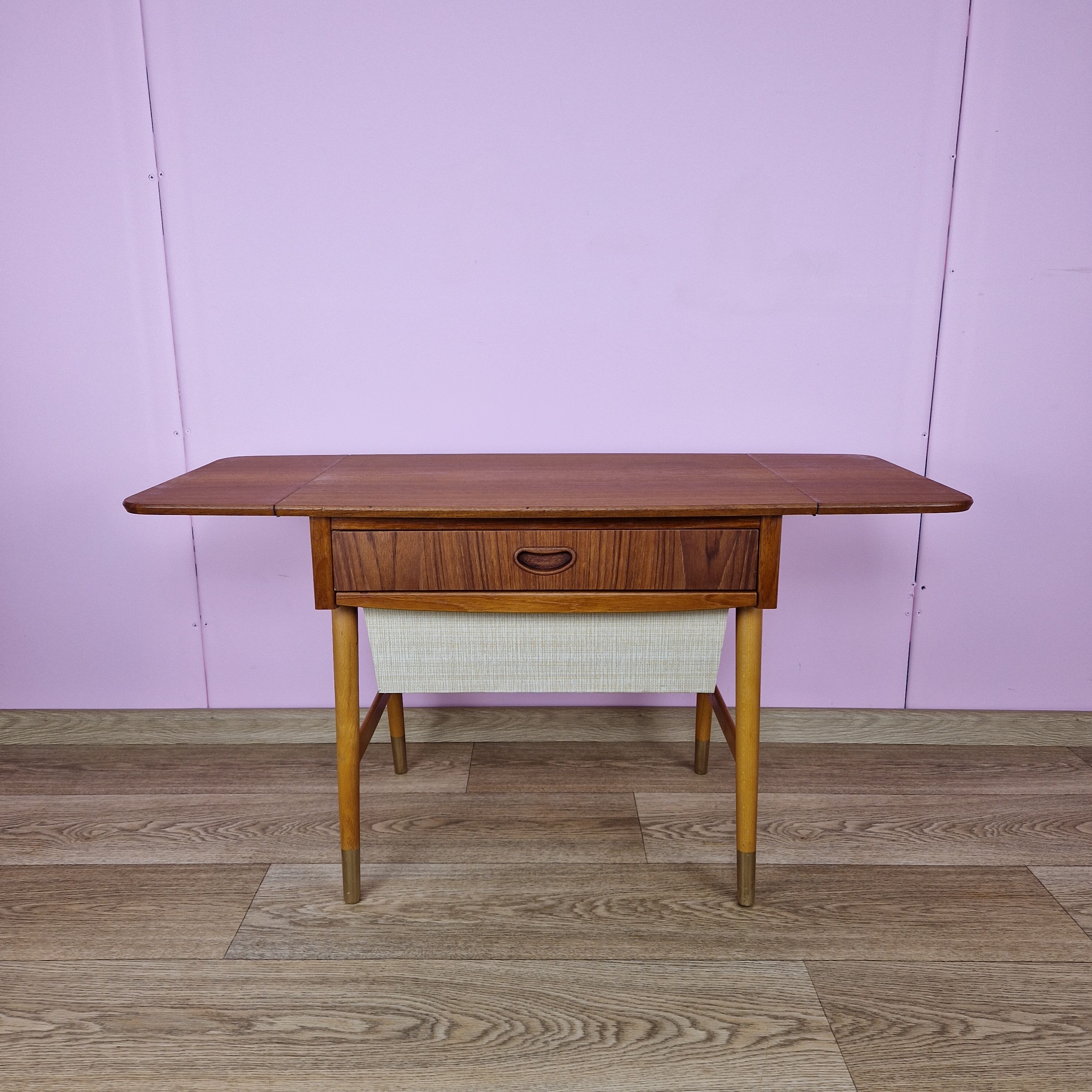 Danish Modern Teak Foldable Sewing Table, 1960s