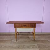 Danish Modern Teak Foldable Sewing Table, 1960s
