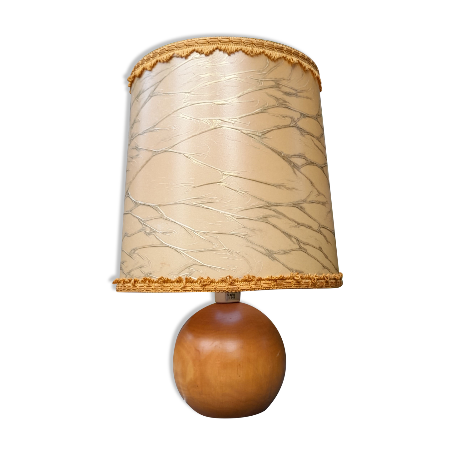 Light wood round foot laying lamp and old lampshade