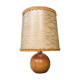 Light wood round foot laying lamp and old lampshade