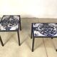Italian ceramic tiles & steel side tables or nightstands, 1970s, set of 2