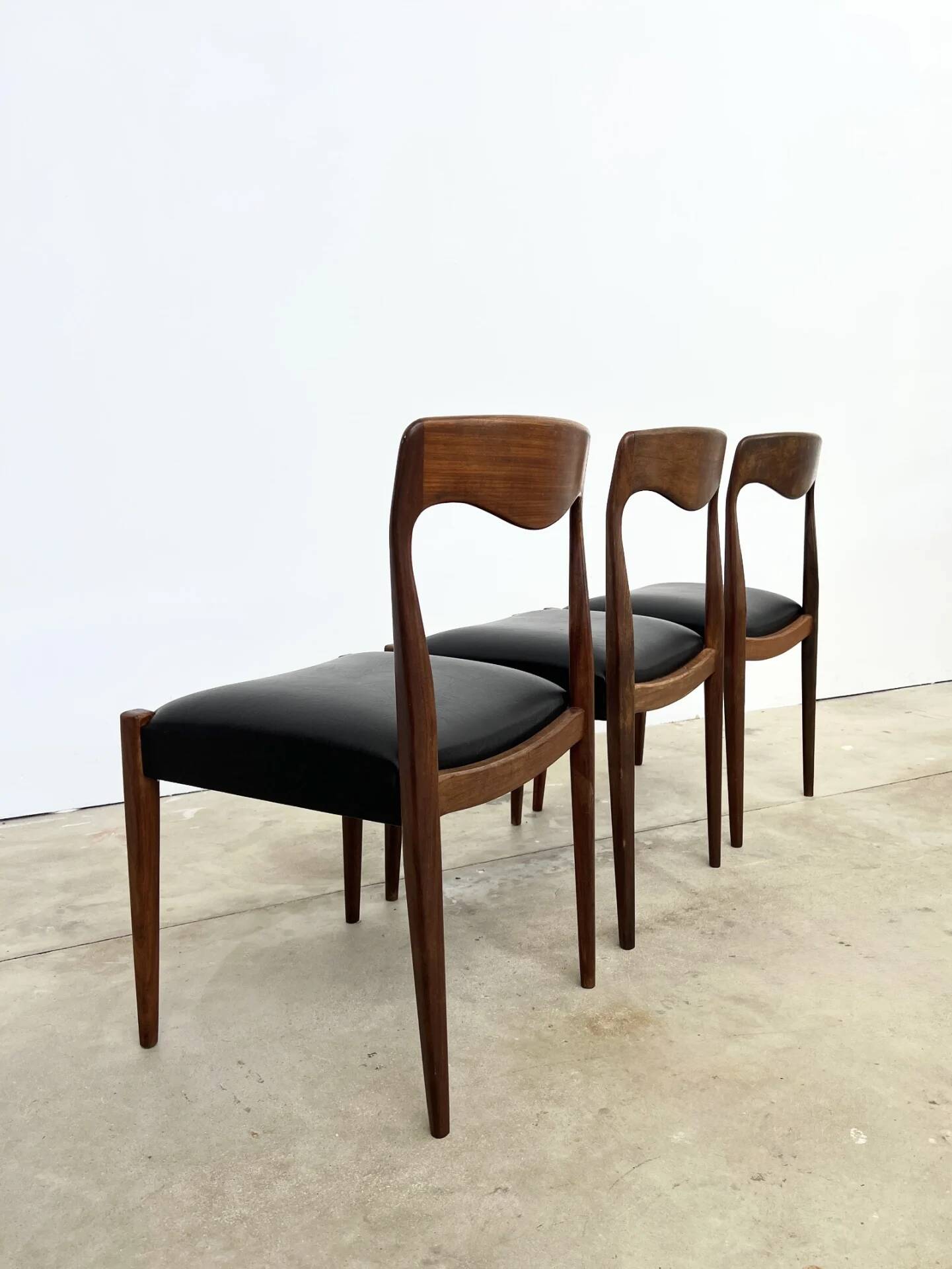 Scandinavian teak chair with black leatherette — Otto Møller style, 1960s