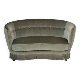 1970s, Danish 2 seater "Banan" sofa, original condition, furniture velour, beech wood.