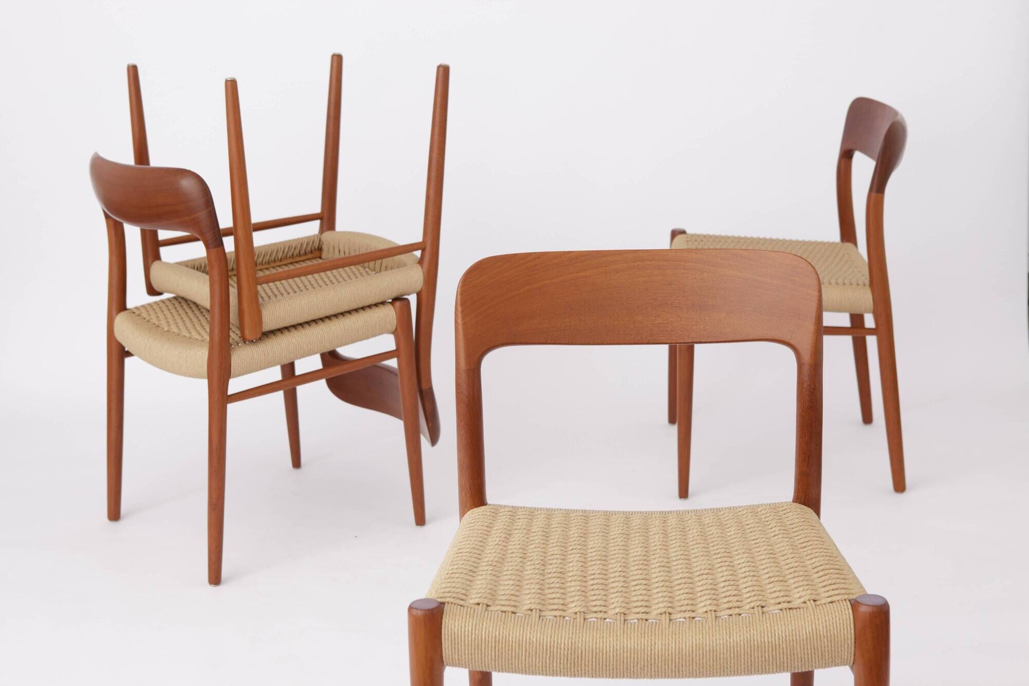 Set of 4 teak chairs by Niels Otto Moller model 75 for JL Moller