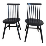 Set of 2 black wooden chairs