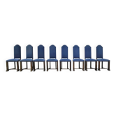Set of 8 wooden and fabric chairs