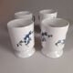 Set of 4 blue flower mugs / cups in Limoges porcelain Castel