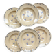 6 vintage K&G Luneville "Flore" porcelain soup plates, 1950s, small blue flowers